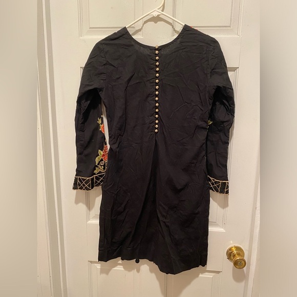 Embroidered Black and Red Floral Dress - Picture 4 of 4